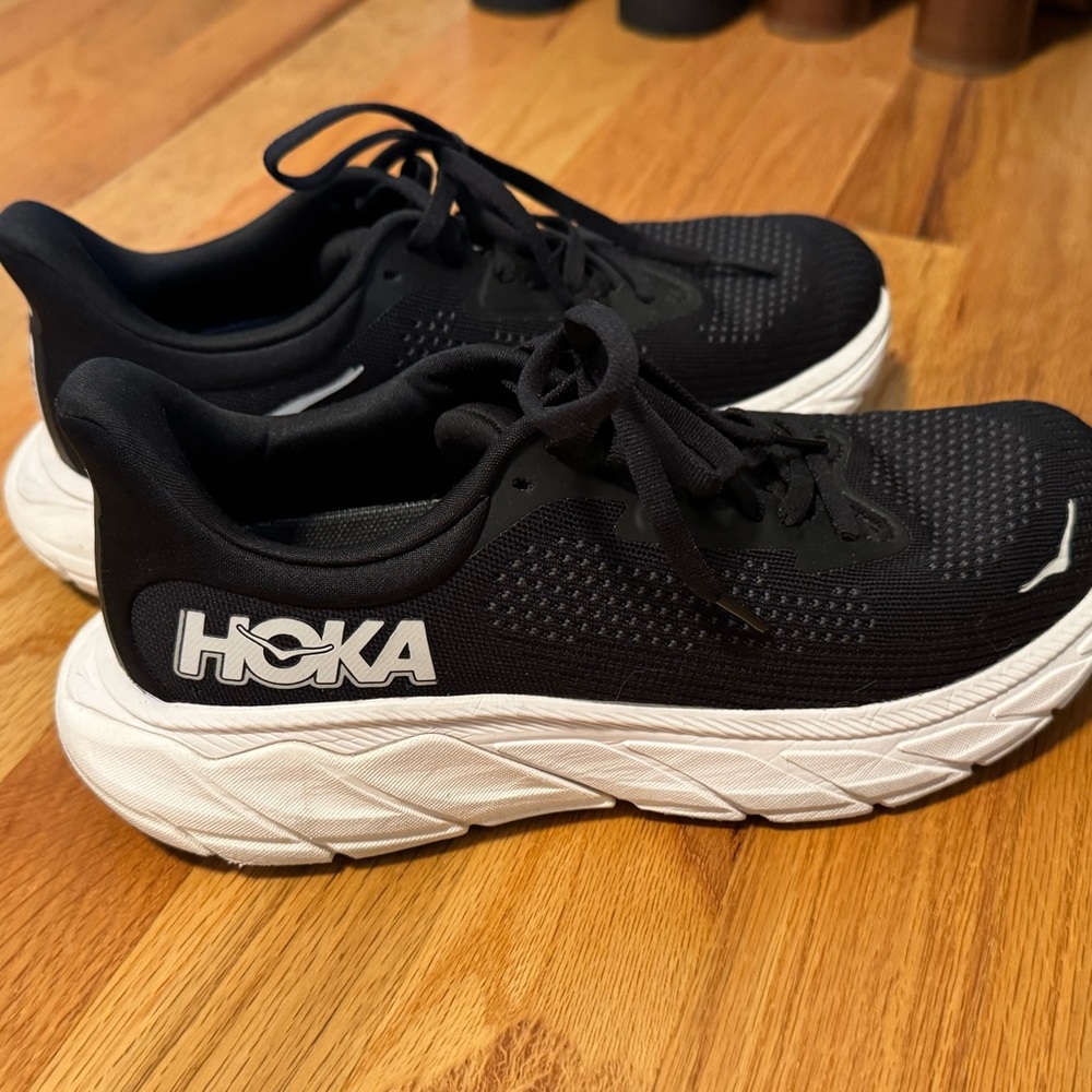 Hoka Black and White Athletic Sneakers
